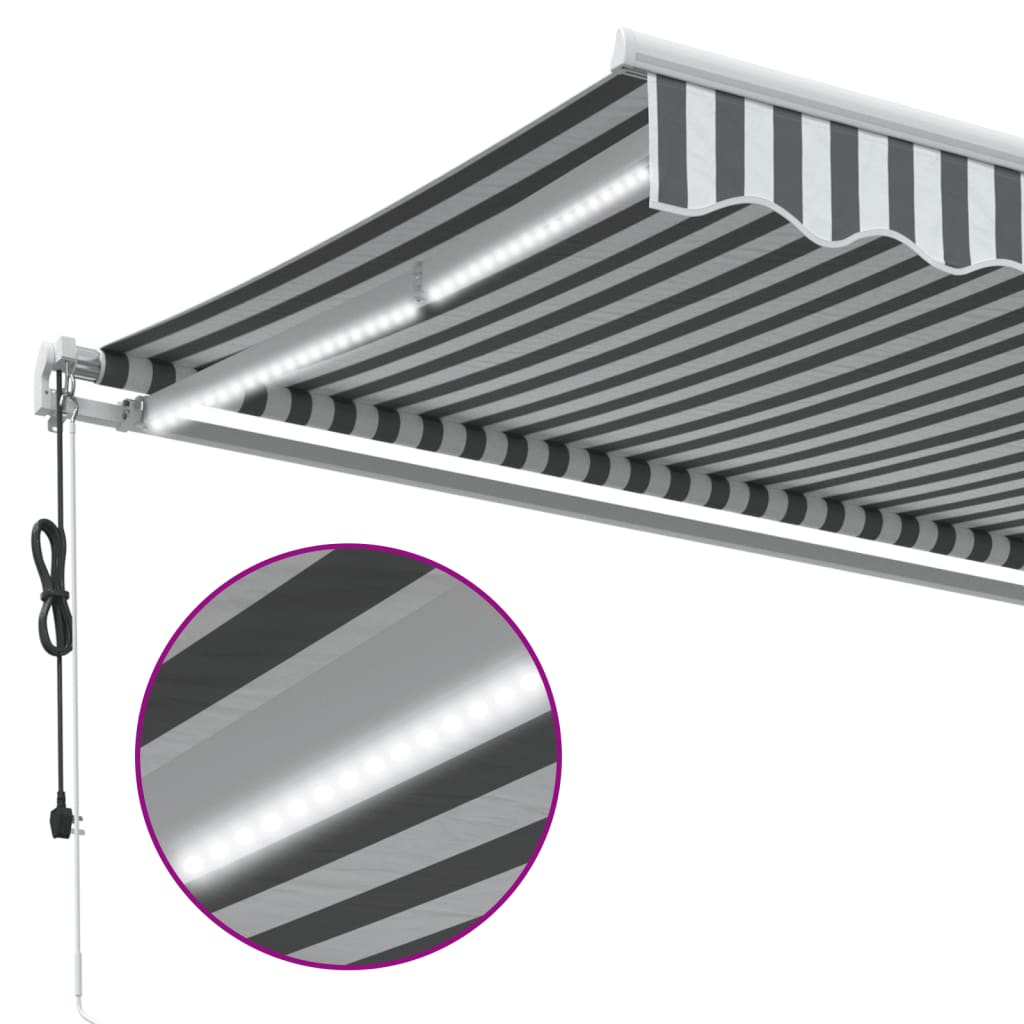 antracitszürke-fehér LED-es automata napellenző 400 x 350 cm