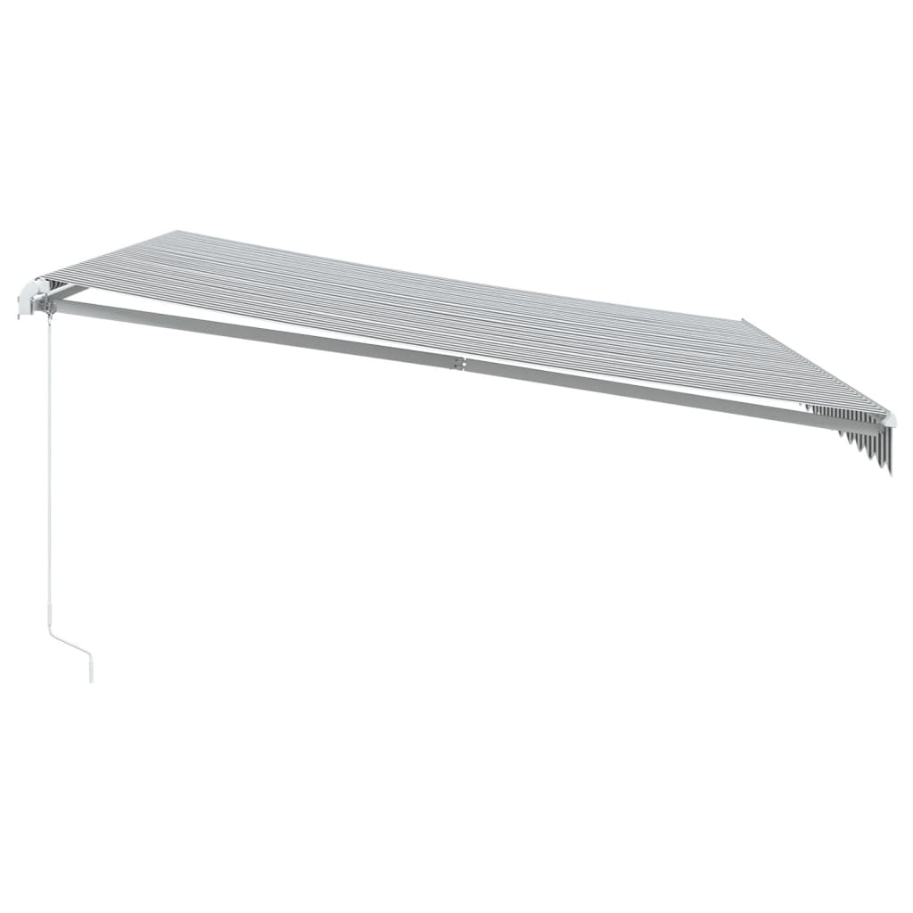 antracitszürke-fehér LED-es kézi napellenző 450 x 350 cm