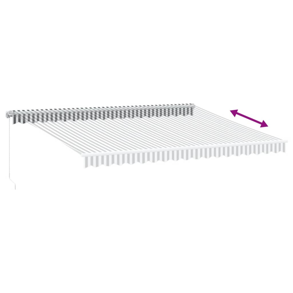 antracitszürke-fehér LED-es kézi napellenző 450 x 350 cm