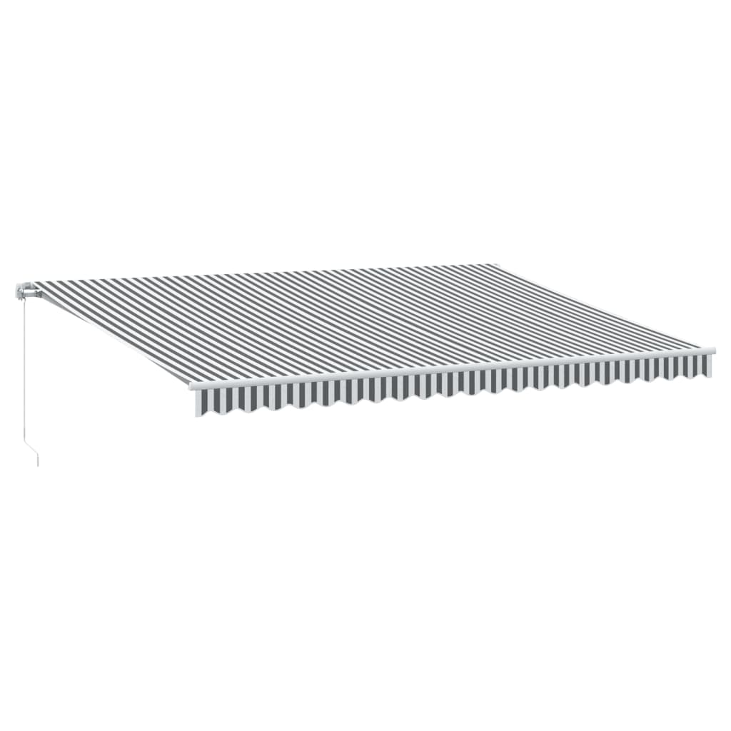 antracitszürke-fehér LED-es kézi napellenző 500 x 350 cm