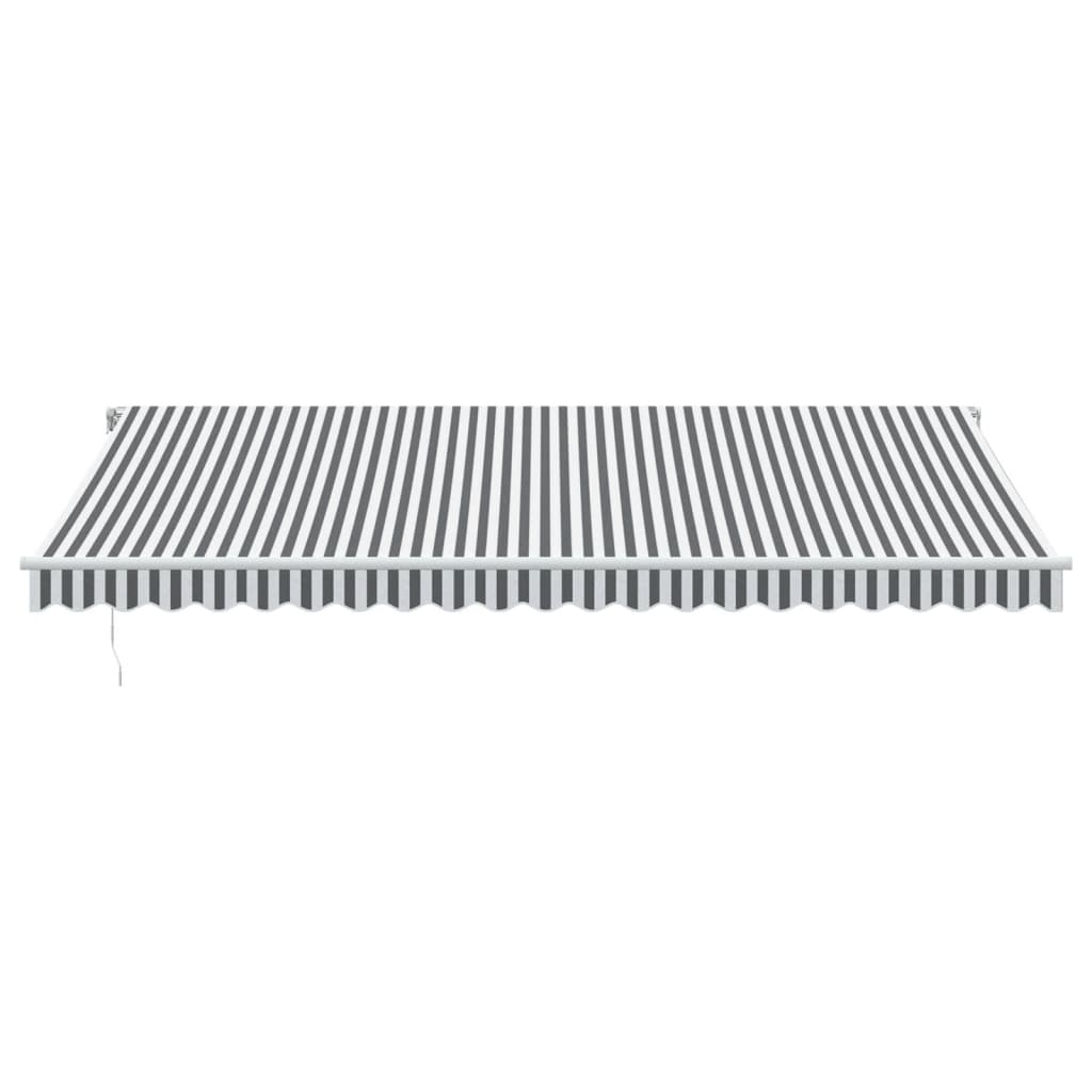antracitszürke-fehér LED-es kézi napellenző 500 x 350 cm