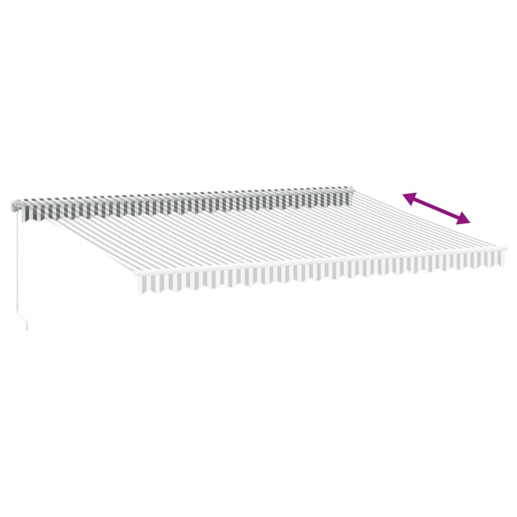 antracitszürke-fehér LED-es kézi napellenző 500 x 350 cm