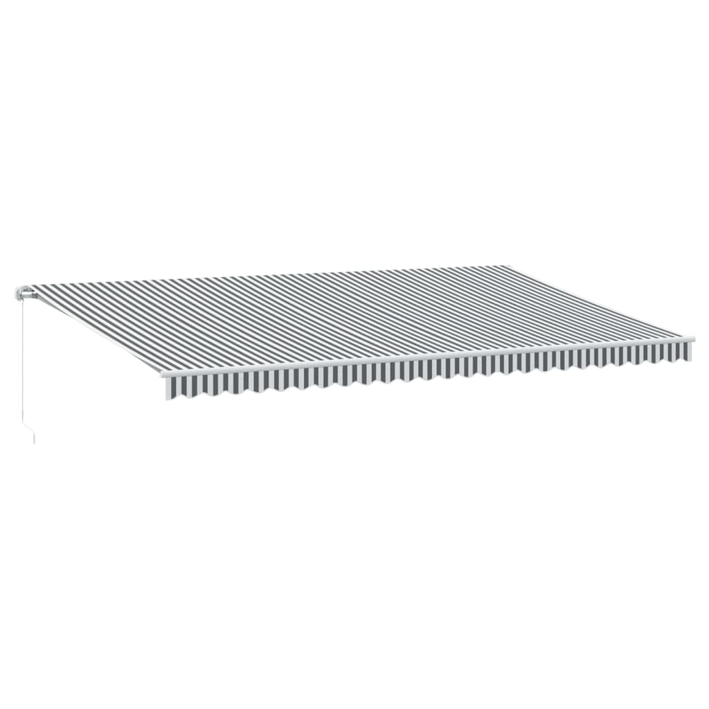 antracitszürke-fehér LED-es kézi napellenző 600 x 350 cm