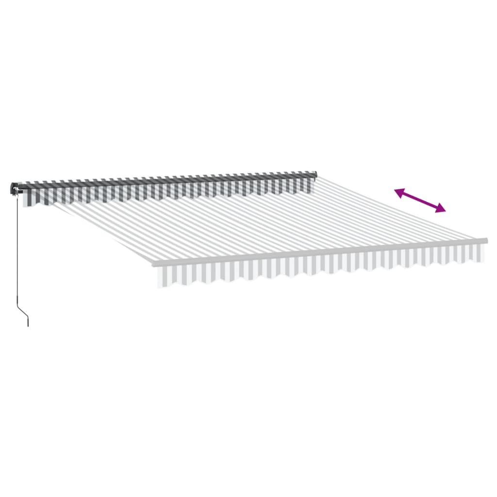 antracitszürke-fehér LED-es kézi napellenző 450 x 300 cm