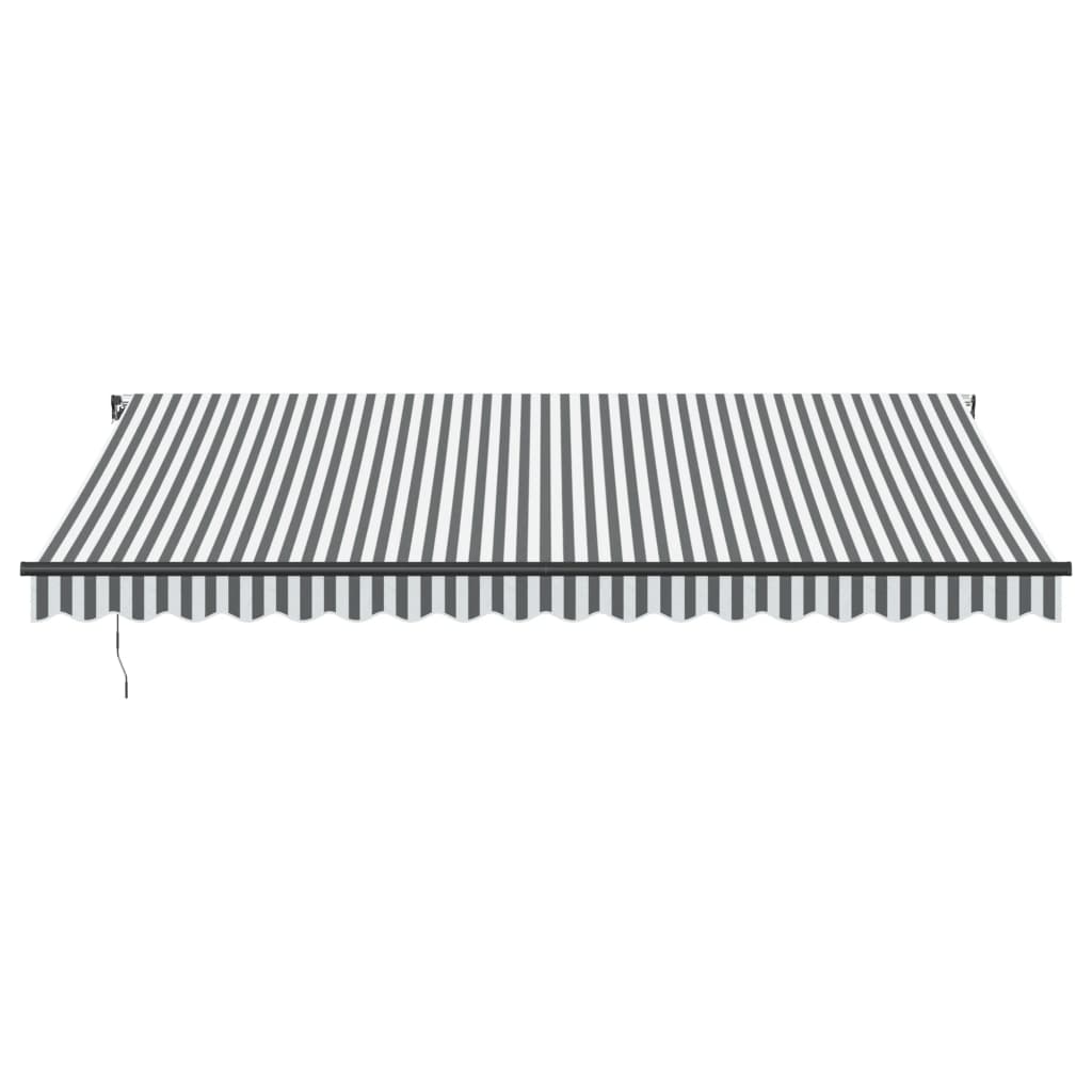 antracitszürke-fehér LED-es kézi napellenző 450 x 350 cm