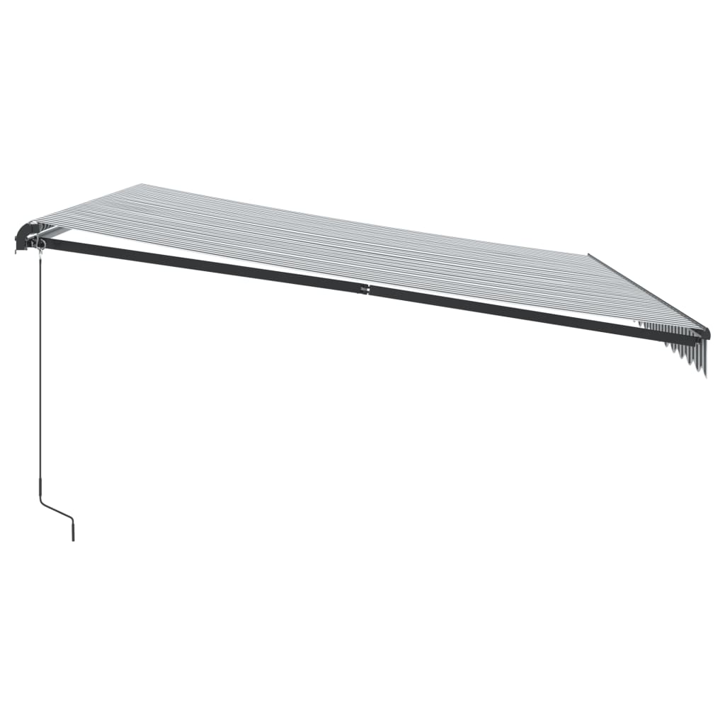 antracitszürke-fehér LED-es kézi napellenző 450 x 350 cm