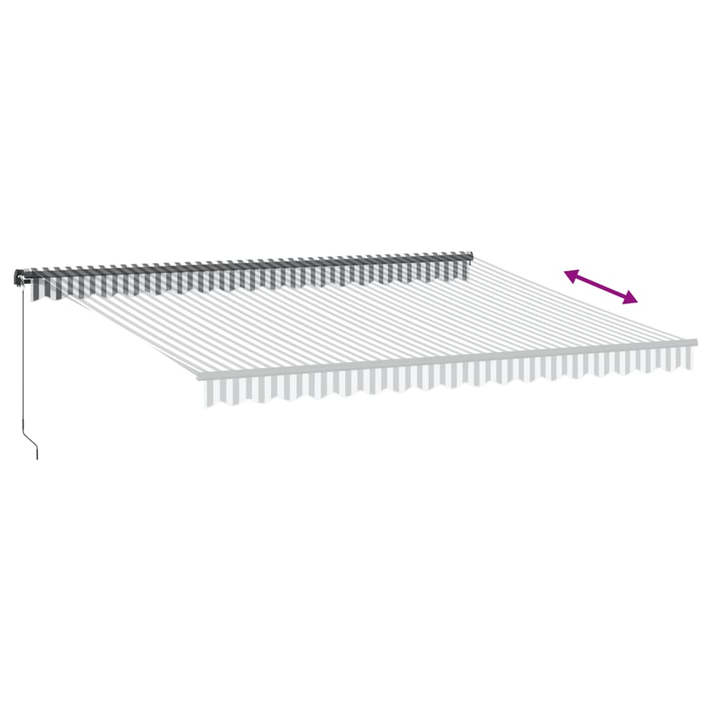antracitszürke-fehér LED-es kézi napellenző 450 x 350 cm