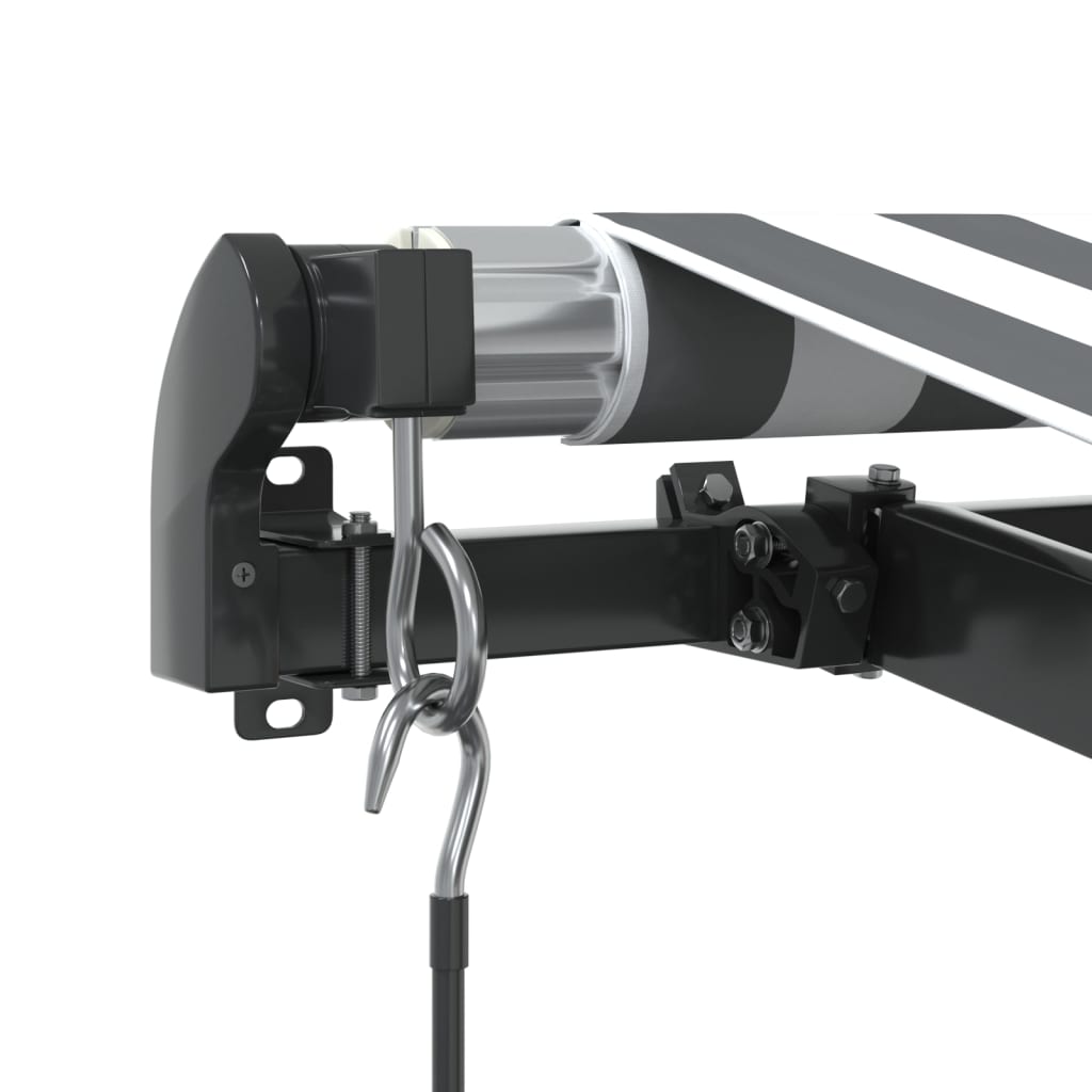 antracitszürke-fehér LED-es kézi napellenző 450 x 350 cm