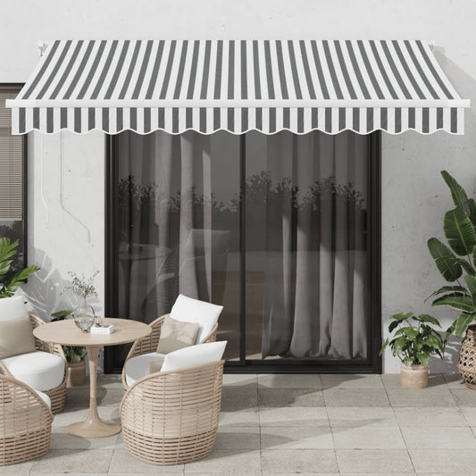 antracitszürke-fehér kézzel kihúzható napellenző 350 x 250 cm
