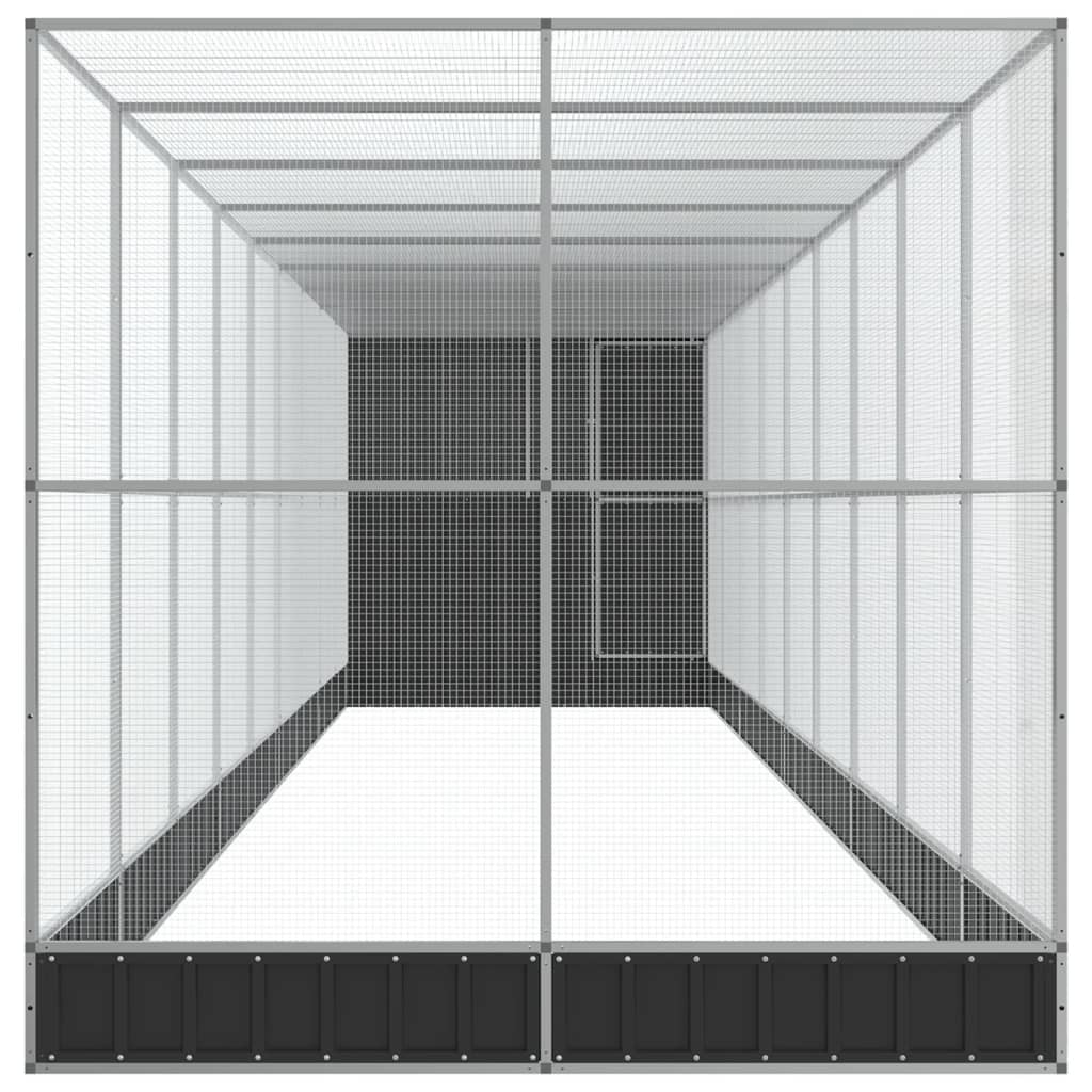 ezüstszínű acél madárház bővítménnyel 1037 x 203 x 216 cm