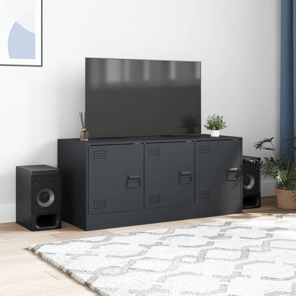 antracitszürke acél TV-szekrény 99 x 39 x 44 cm