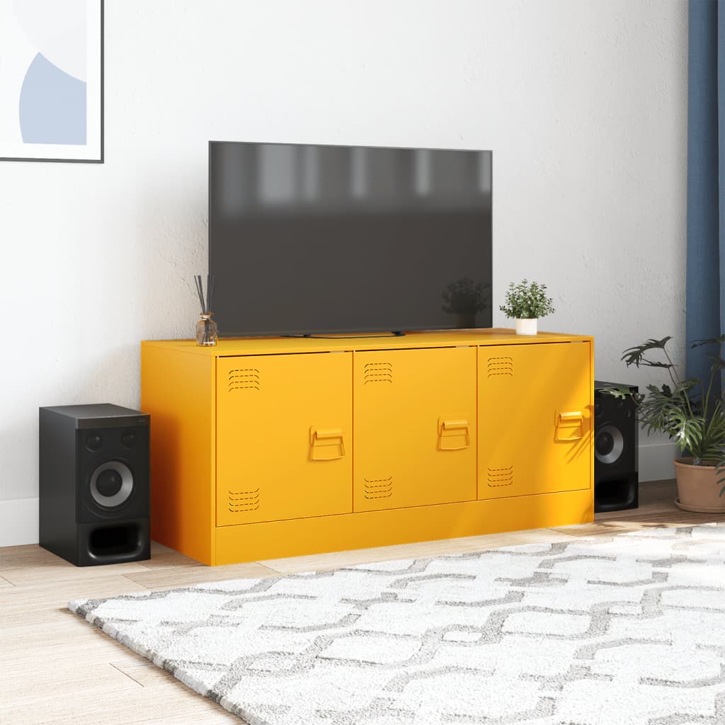 mustársárga acél TV-szekrény 99 x 39 x 44 cm