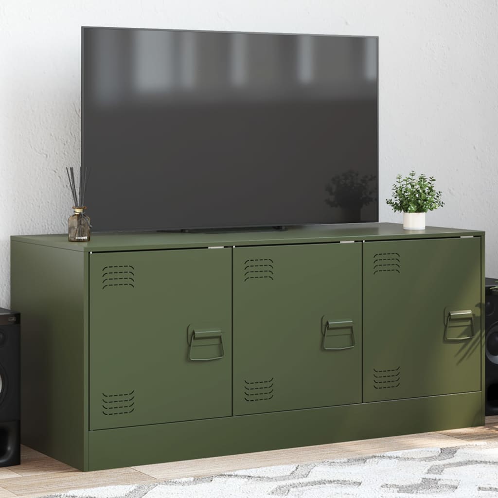olívazöld acél TV-szekrény 99 x 39 x 44 cm