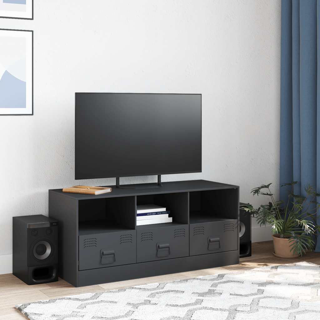 antracitszürke acél TV-szekrény 99 x 39 x 44 cm