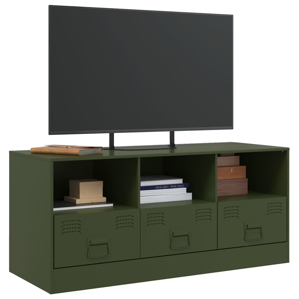 olívazöld acél TV-szekrény 99 x 39 x 44 cm