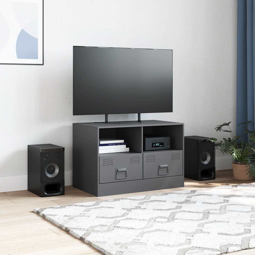 antracitszürke acél TV-szekrény 67 x 39 x 44 cm