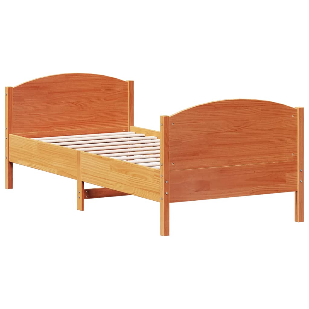 viaszbarna tömör fenyőfa ágy matrac nélkül 100 x 200 cm