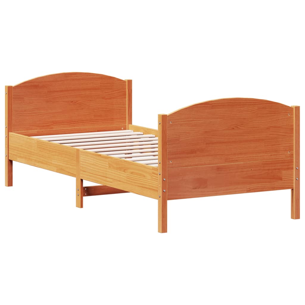 viaszbarna tömör fenyőfa ágy matrac nélkül 90 x 190 cm