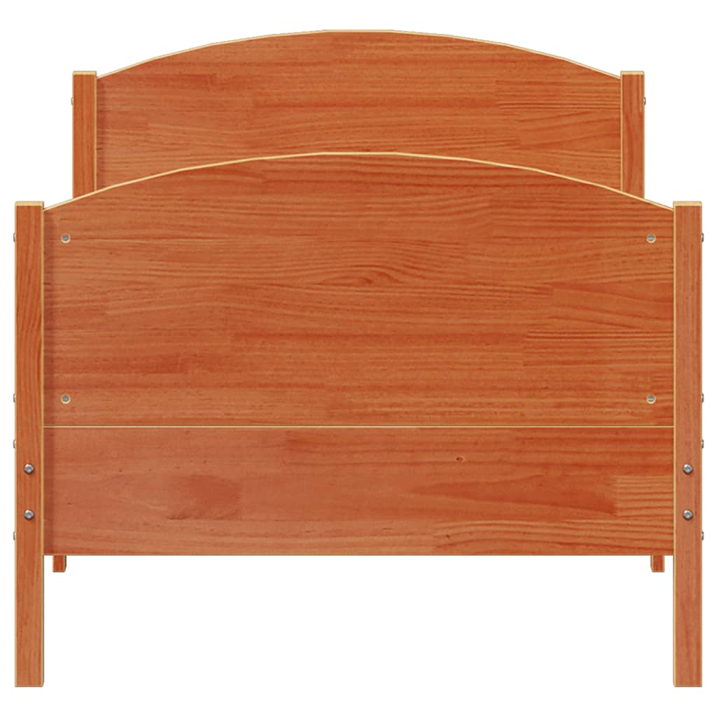 viaszbarna tömör fenyőfa ágy matrac nélkül 90 x 190 cm