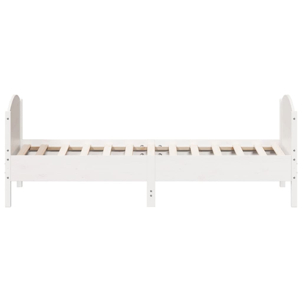 fehér tömör fenyőfa ágy matrac nélkül 75 x 190 cm