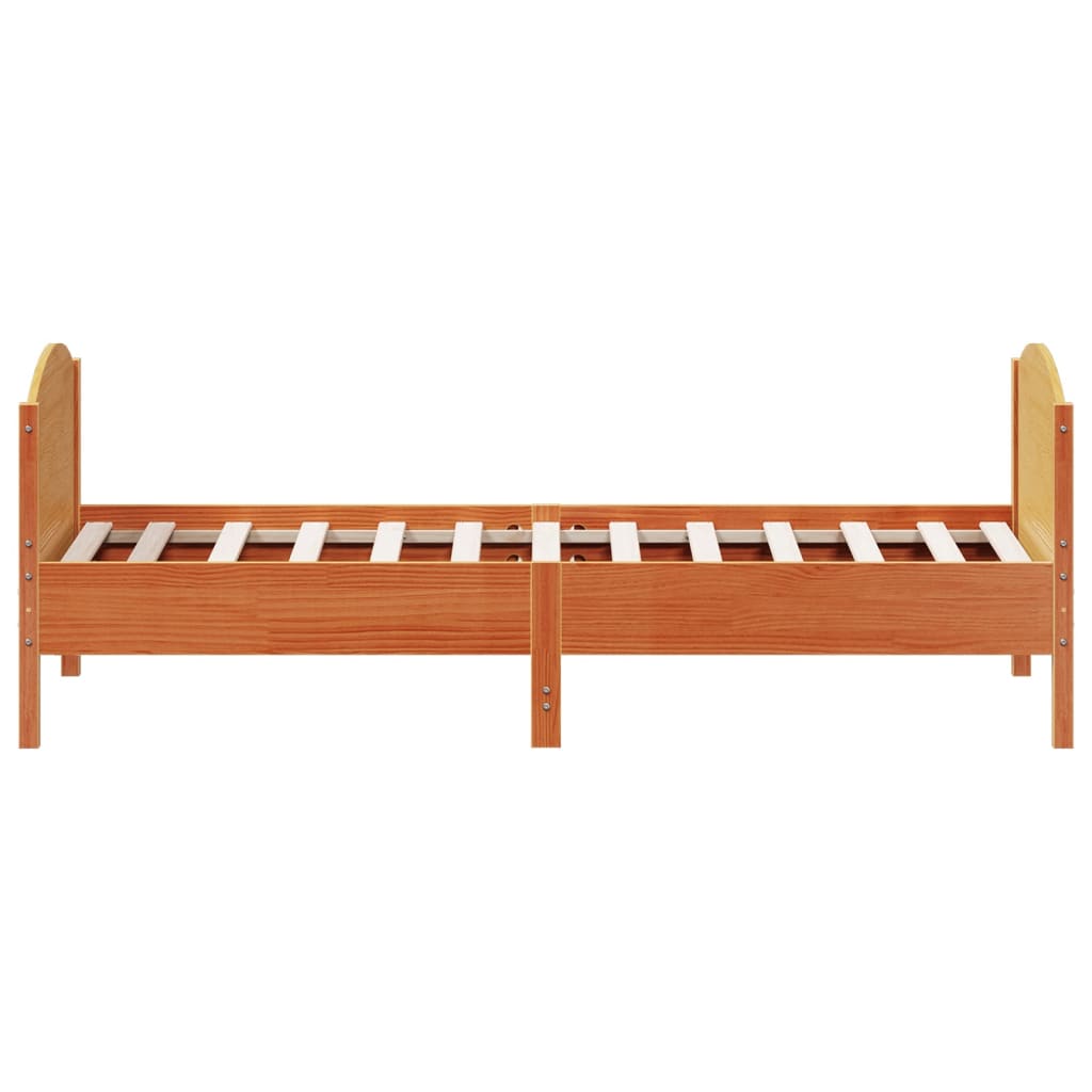 viaszbarna tömör fenyőfa ágy matrac nélkül 75 x 190 cm
