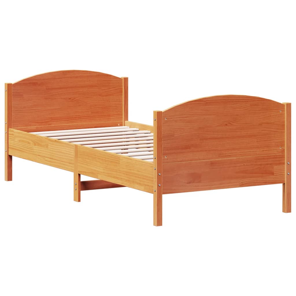 viaszbarna tömör fenyőfa ágy matrac nélkül 75 x 190 cm