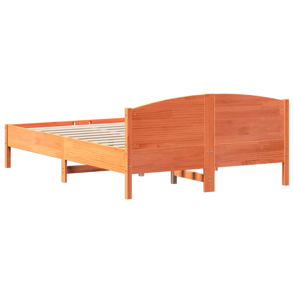 viaszbarna tömör fenyőfa ágy matrac nélkül 140 x 200 cm