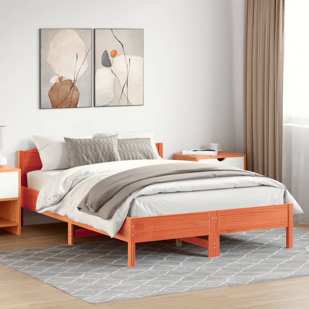 viaszbarna tömör fenyőfa ágy matrac nélkül 120 x 200 cm