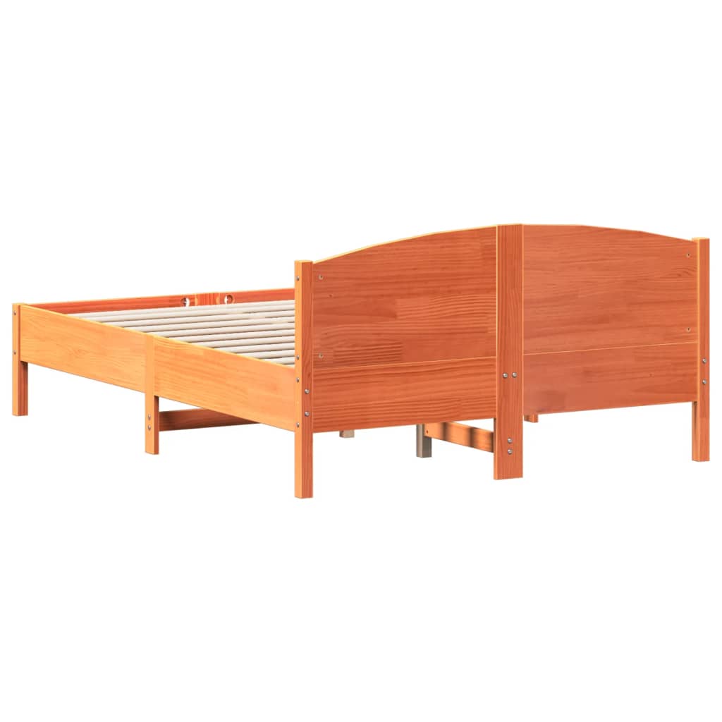 viaszbarna tömör fenyőfa ágy matrac nélkül 140 x 190 cm