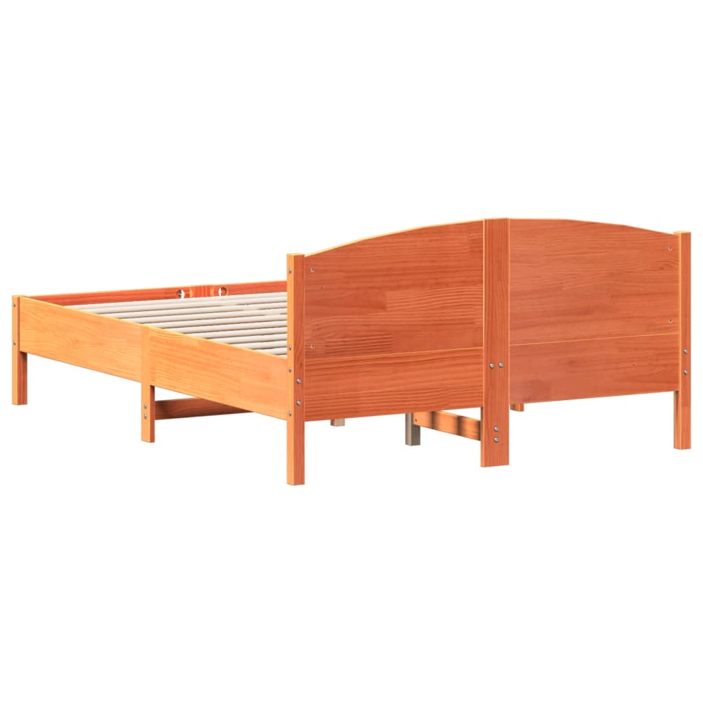 viaszbarna tömör fenyőfa ágy matrac nélkül 120 x 190 cm
