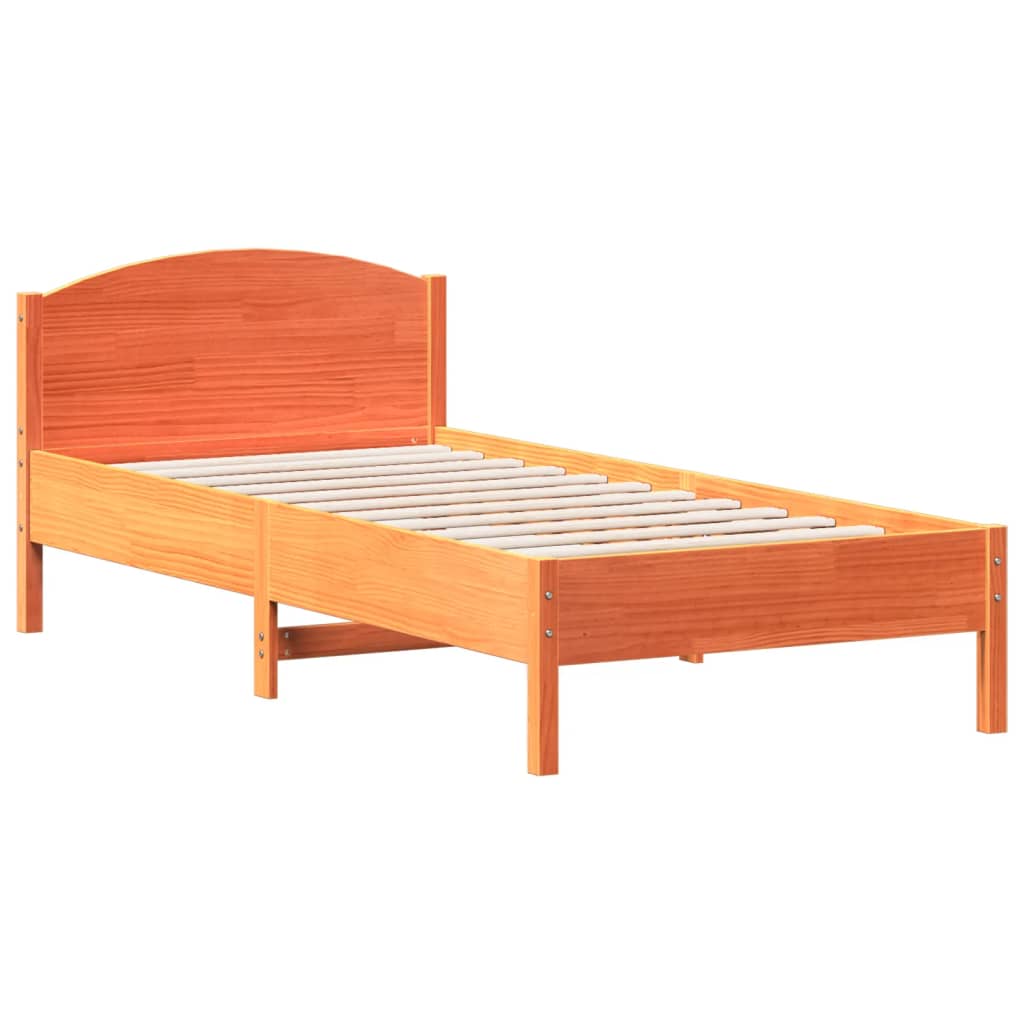 viaszbarna tömör fenyőfa ágy matrac nélkül 100 x 200 cm