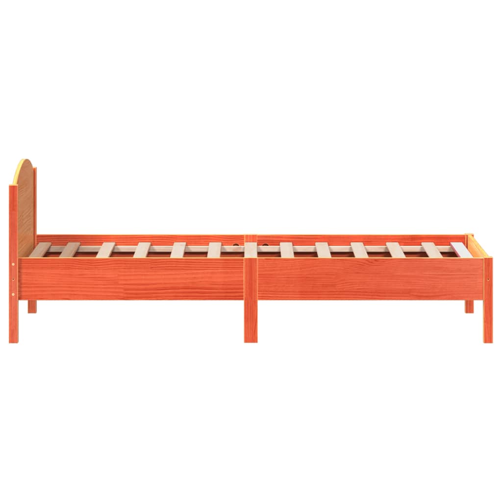 viaszbarna tömör fenyőfa ágy matrac nélkül 100 x 200 cm