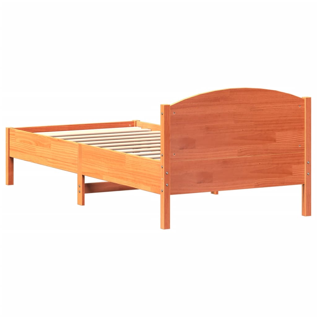 viaszbarna tömör fenyőfa ágy matrac nélkül 100 x 200 cm