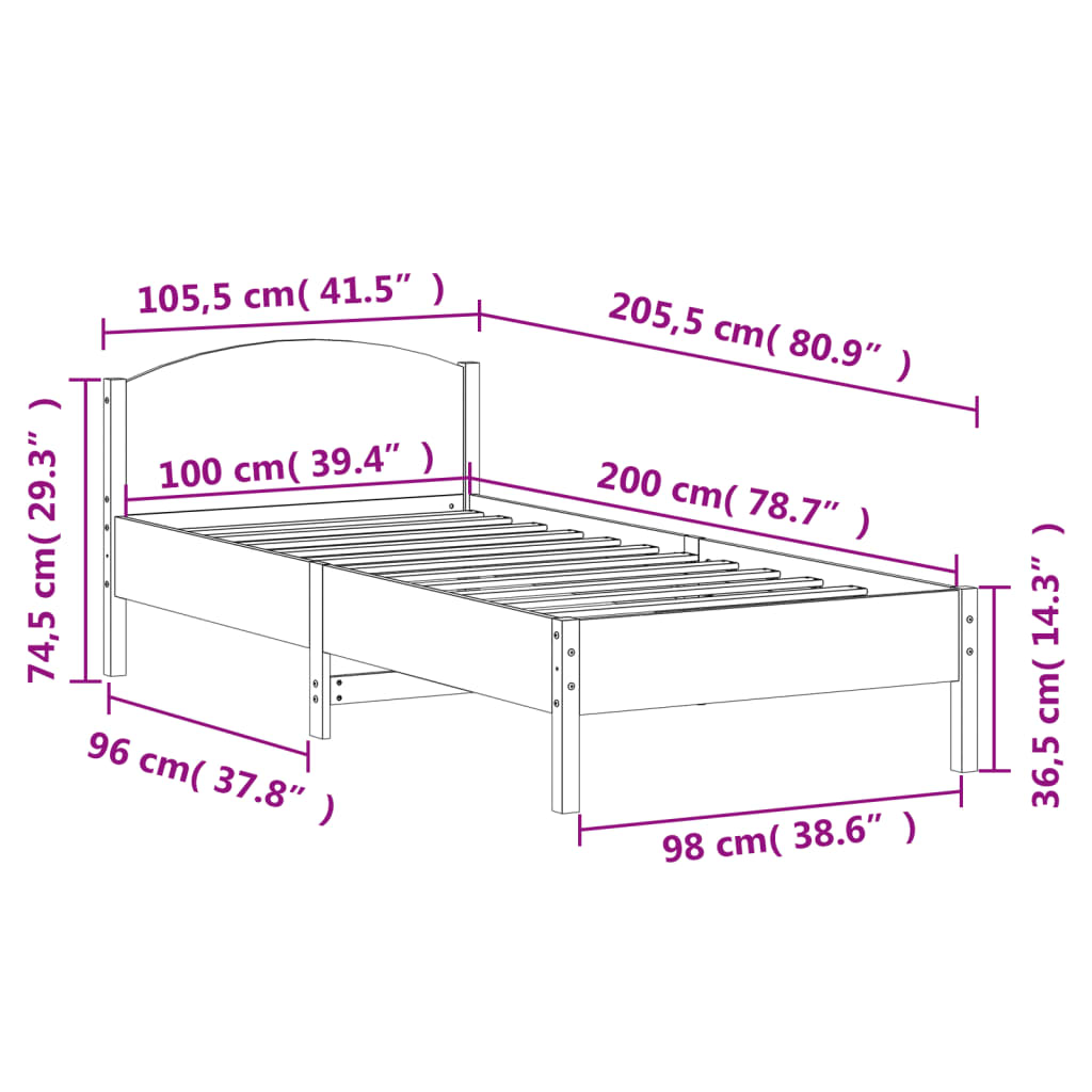 viaszbarna tömör fenyőfa ágy matrac nélkül 100 x 200 cm