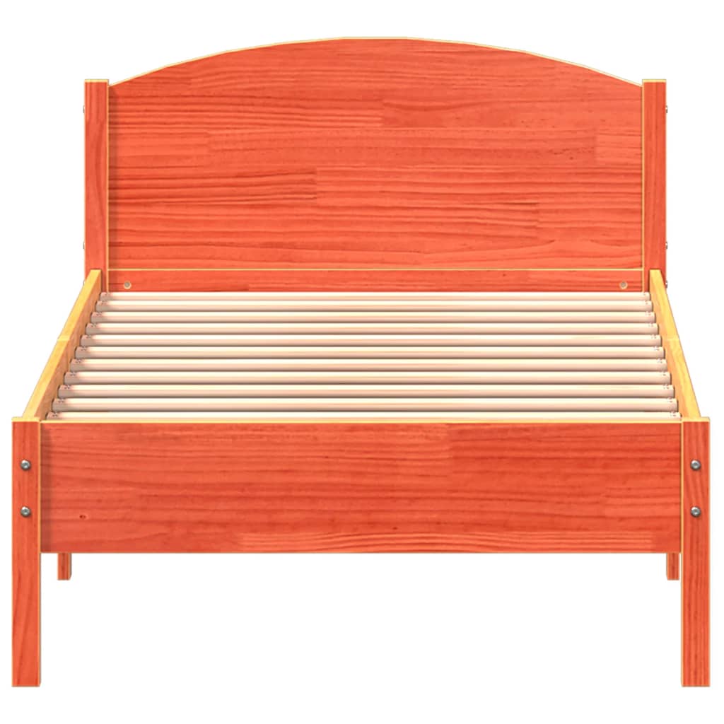 viaszbarna tömör fenyőfa ágy matrac nélkül 90 x 200 cm