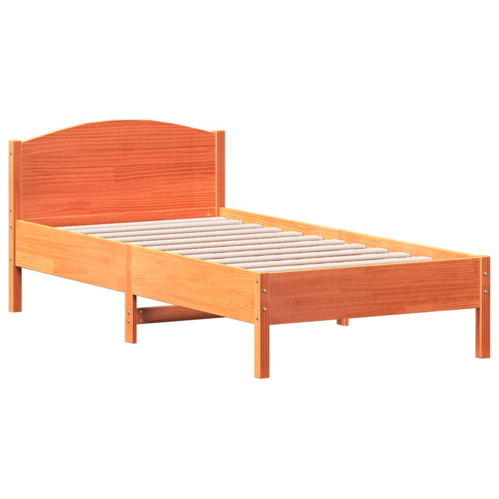 viaszbarna tömör fenyőfa ágy matrac nélkül 90 x 190 cm