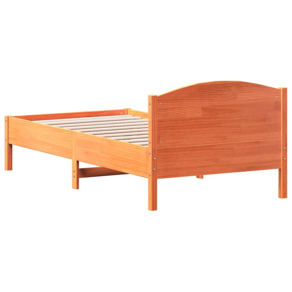 viaszbarna tömör fenyőfa ágy matrac nélkül 90 x 190 cm