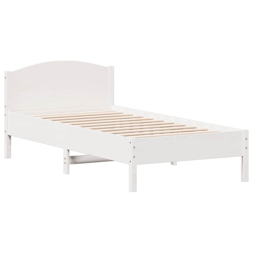 fehér tömör fenyőfa ágy matrac nélkül 75 x 190 cm