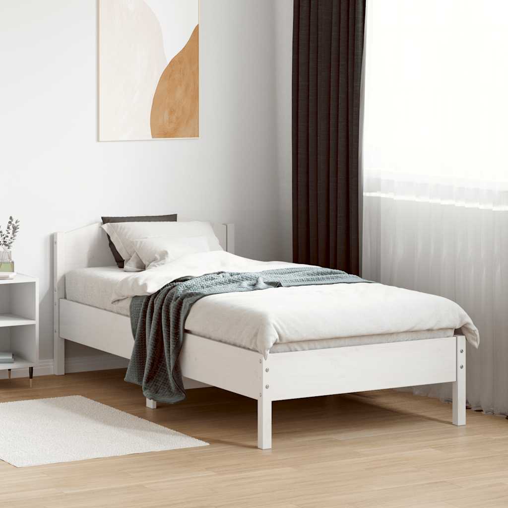 fehér tömör fenyőfa ágy matrac nélkül 75 x 190 cm