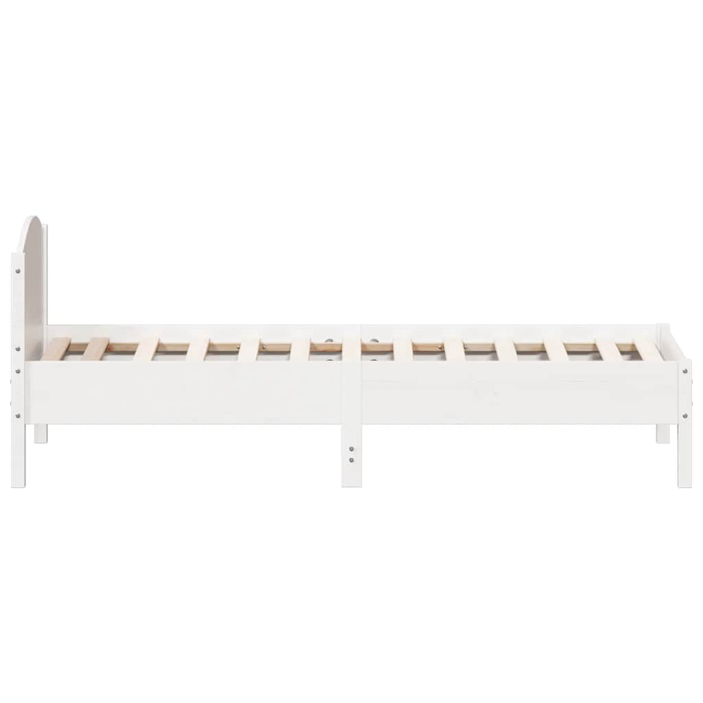 fehér tömör fenyőfa ágy matrac nélkül 75 x 190 cm