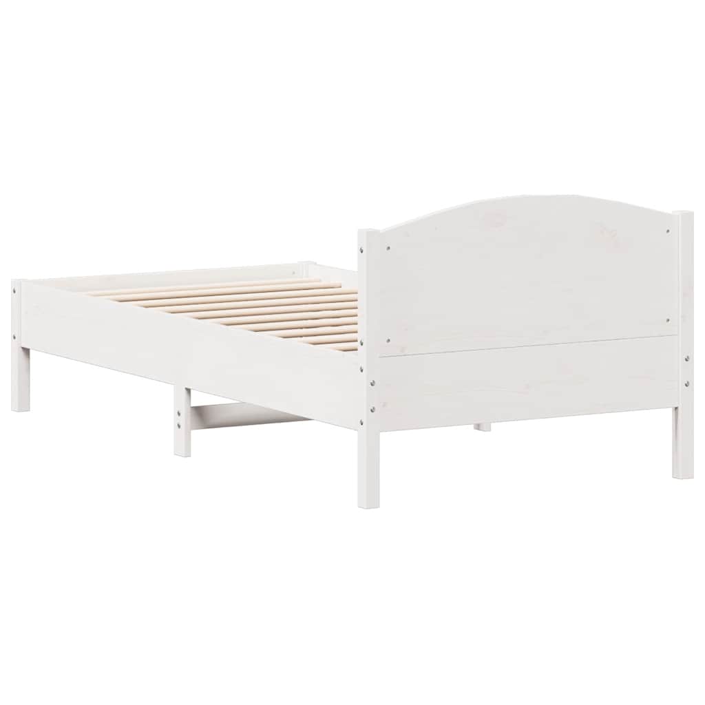 fehér tömör fenyőfa ágy matrac nélkül 75 x 190 cm