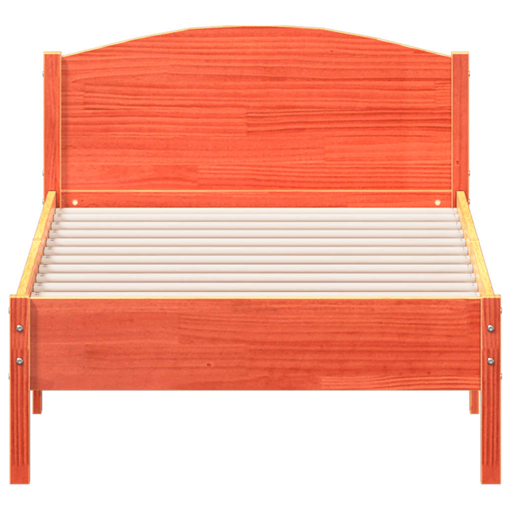 viaszbarna tömör fenyőfa ágy matrac nélkül 75 x 190 cm