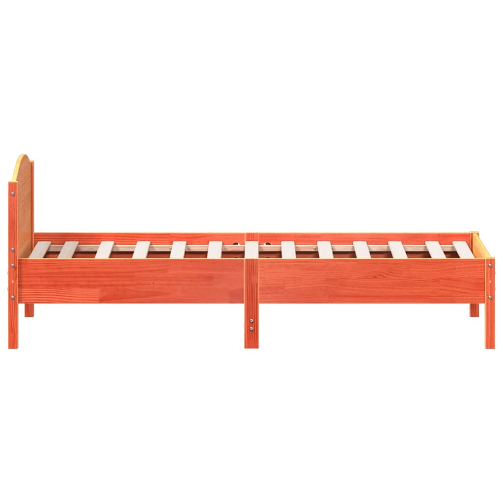 viaszbarna tömör fenyőfa ágy matrac nélkül 75 x 190 cm