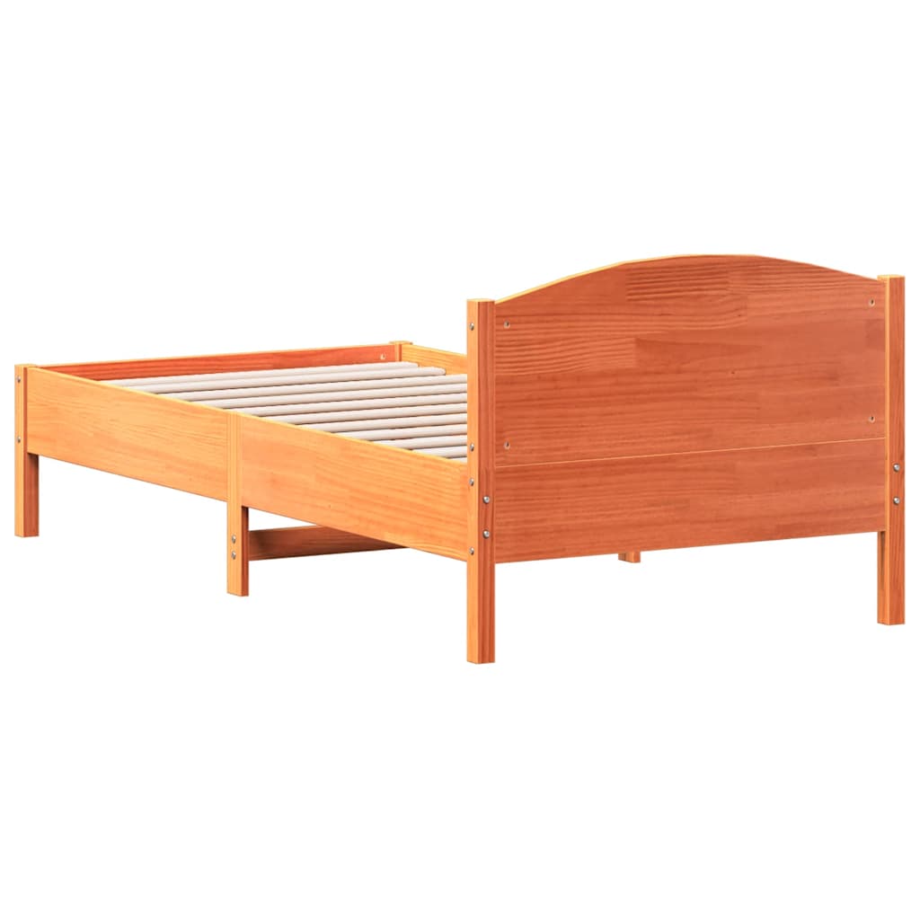 viaszbarna tömör fenyőfa ágy matrac nélkül 75 x 190 cm