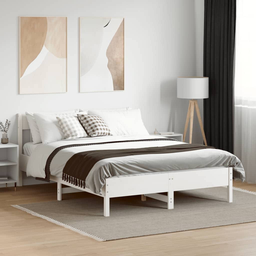 fehér tömör fenyőfa ágy matrac nélkül 150 x 200 cm