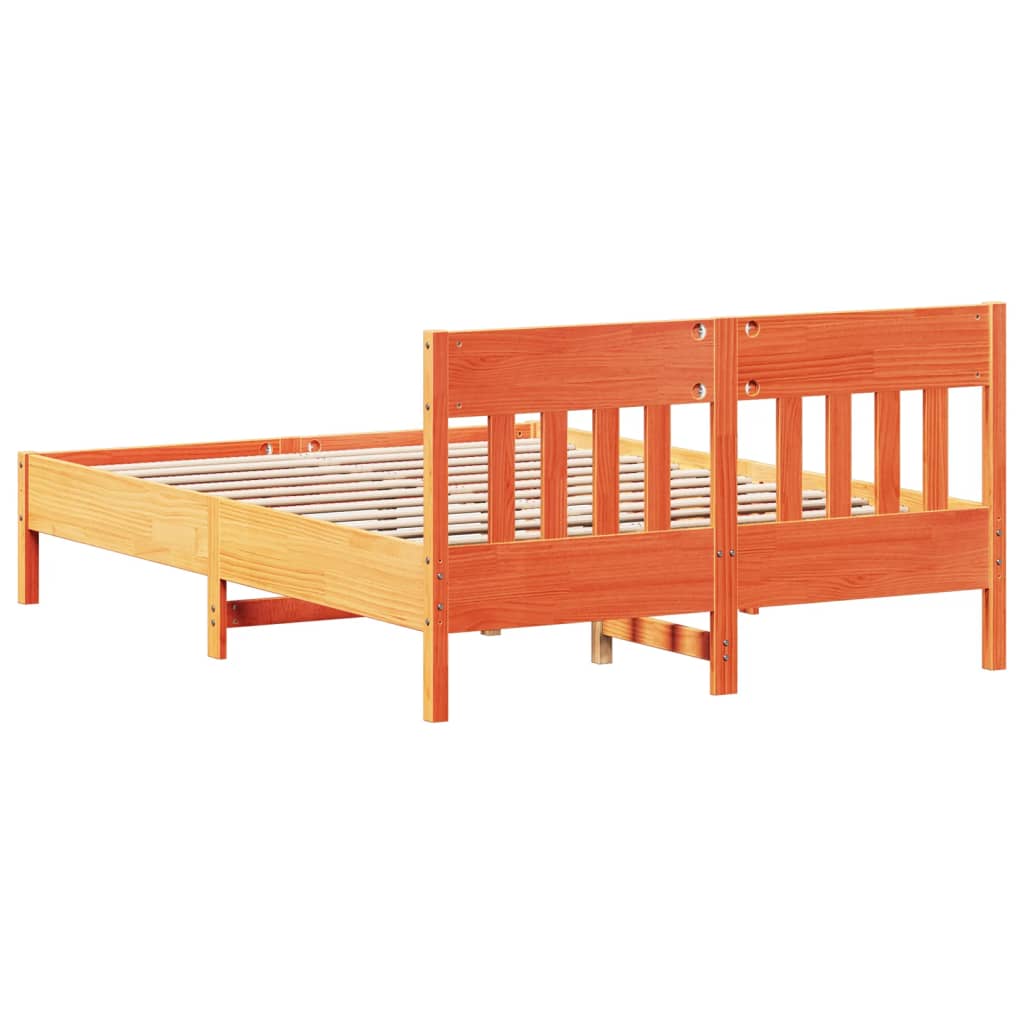 viaszbarna tömör fenyőfa ágy matrac nélkül 150 x 200 cm