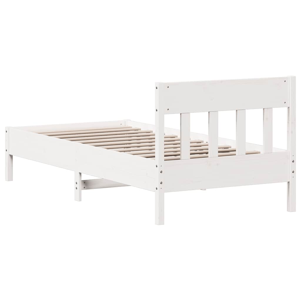 fehér tömör fenyőfa ágy matrac nélkül 100 x 200 cm