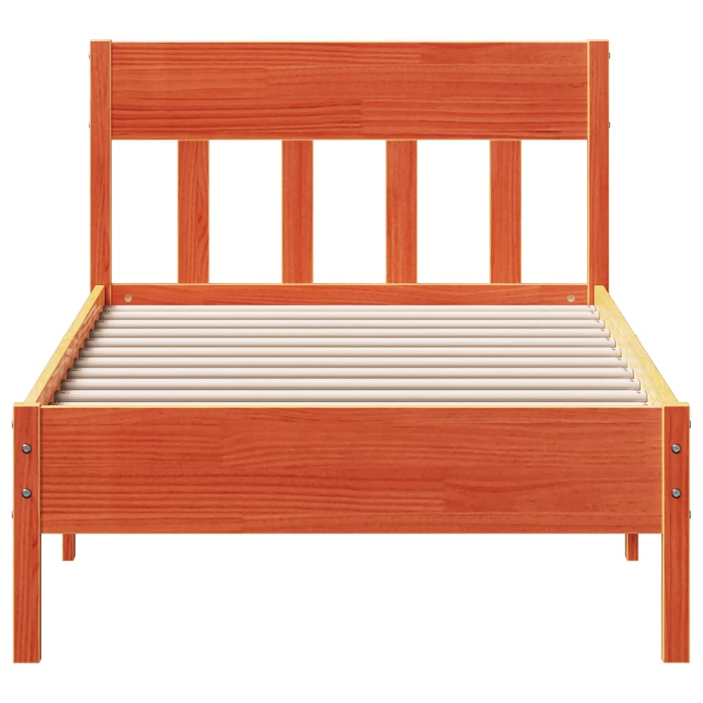 viaszbarna tömör fenyőfa ágy matrac nélkül 100 x 200 cm
