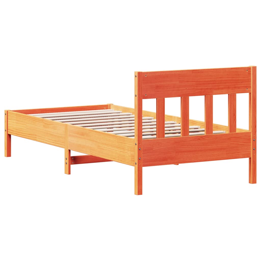 viaszbarna tömör fenyőfa ágy matrac nélkül 100 x 200 cm