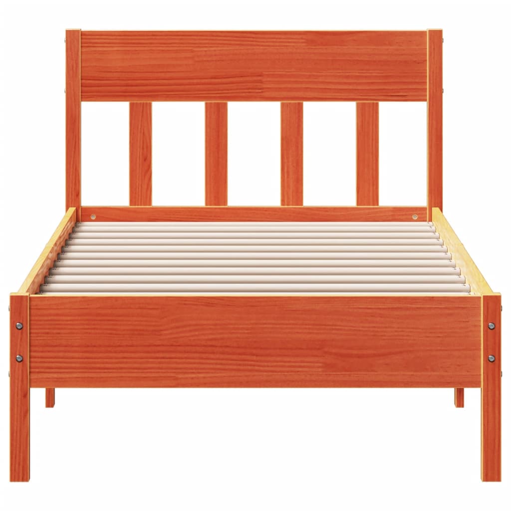 viaszbarna tömör fenyőfa ágy matrac nélkül 90 x 200 cm